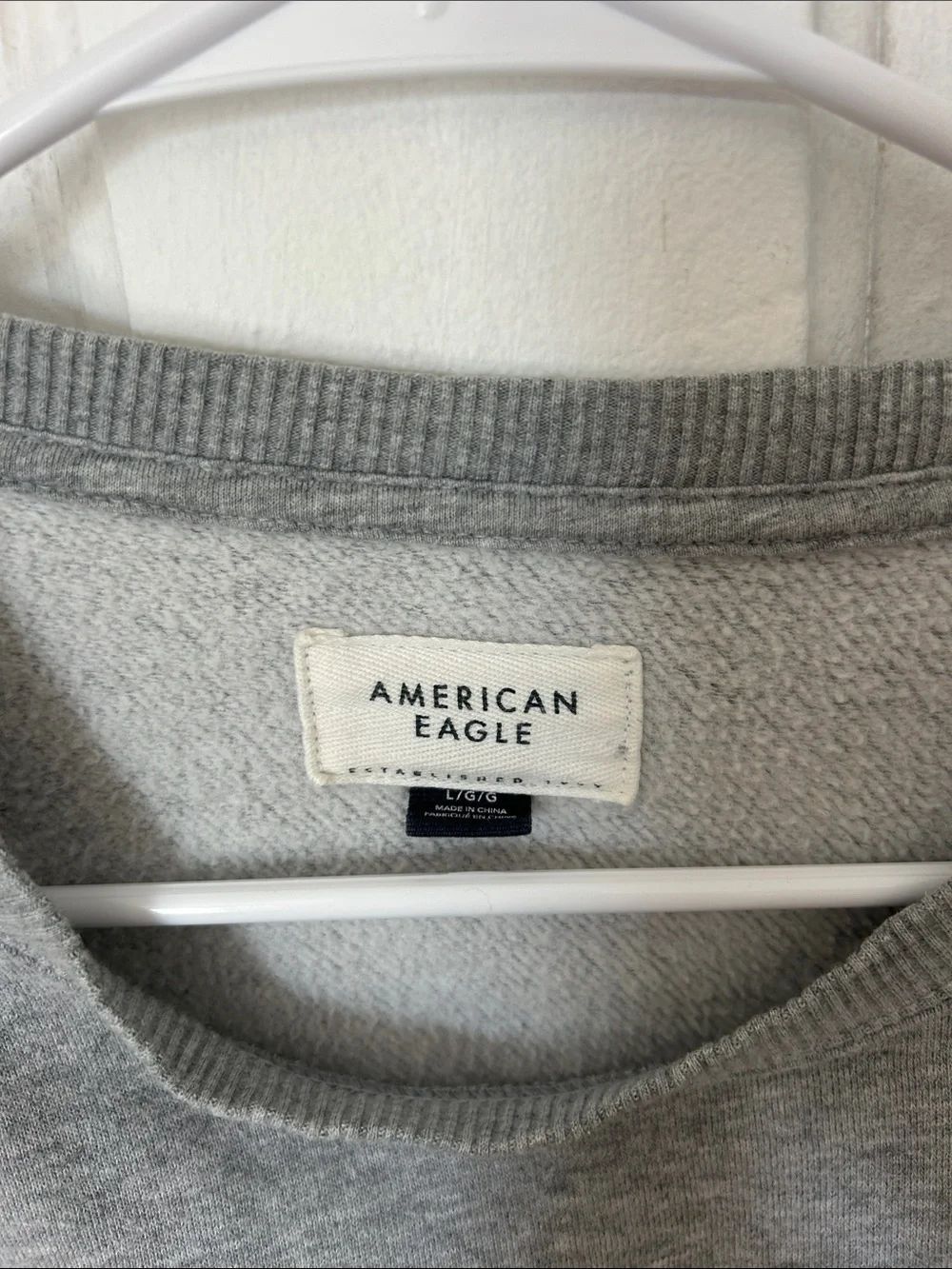 American Eagle Light Gray Crewneck Sweatshirt with Rhinestone Bow - Picture 3 of 8